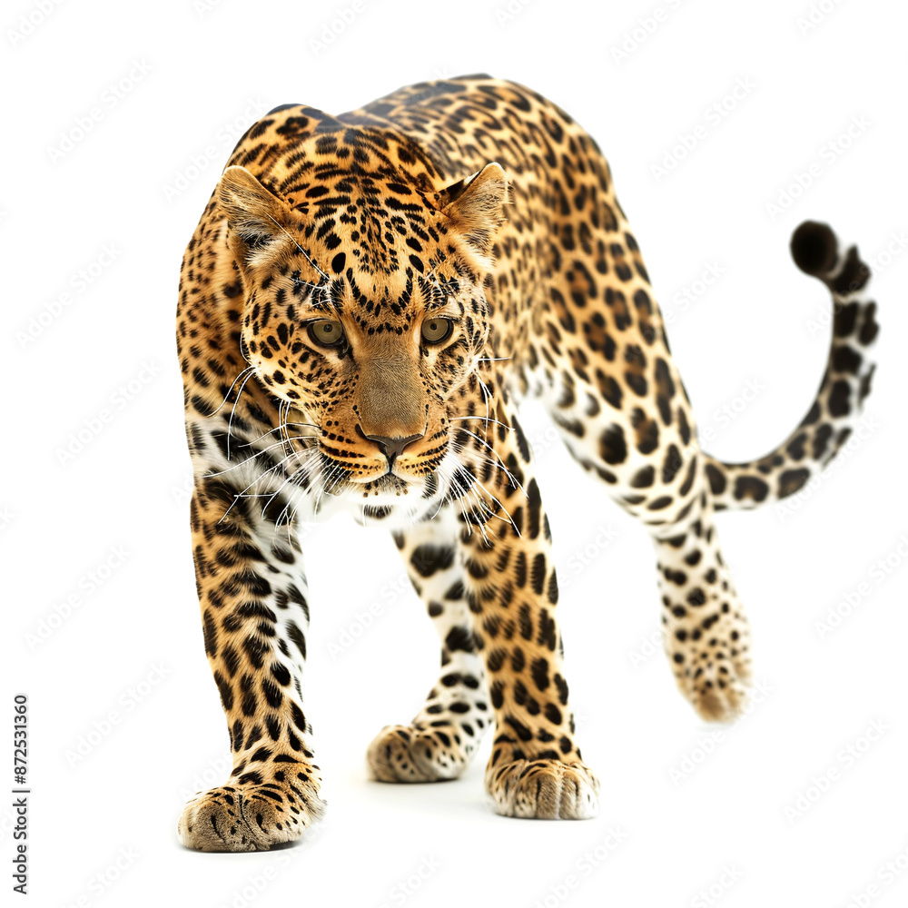 Confident Leopard Isolated on White Background Confident Leopard Isolated on White Background