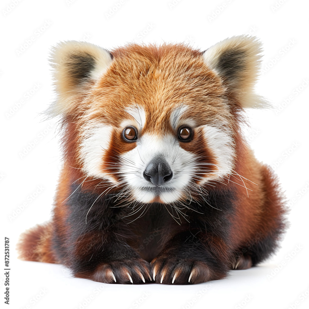 Businesswoman with Red Panda Isolated on White Background Businesswoman with Red Panda Isolated on White Background