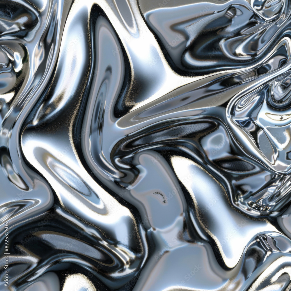 Glossy silver metal fluid glossy chrome mirror water effect background background Glossy silver metal fluid glossy chrome mirror water effect background background
