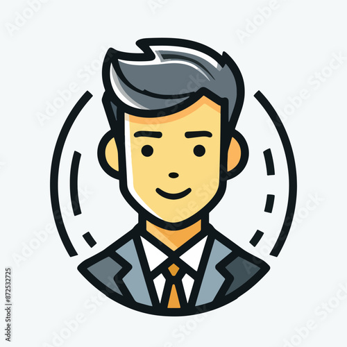 Cartoon Professional Avatar with Gray Hair and Suit Illustrator  vector eps 10 format

