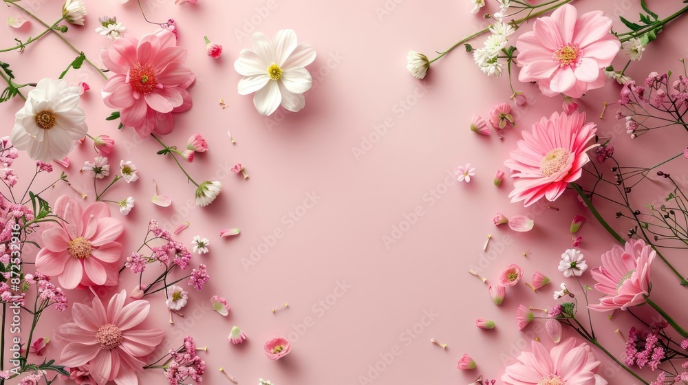 A Palette of Nature's Delight, Pink and White Floral Harmony A Palette of Nature's Delight, Pink and White Floral Harmony