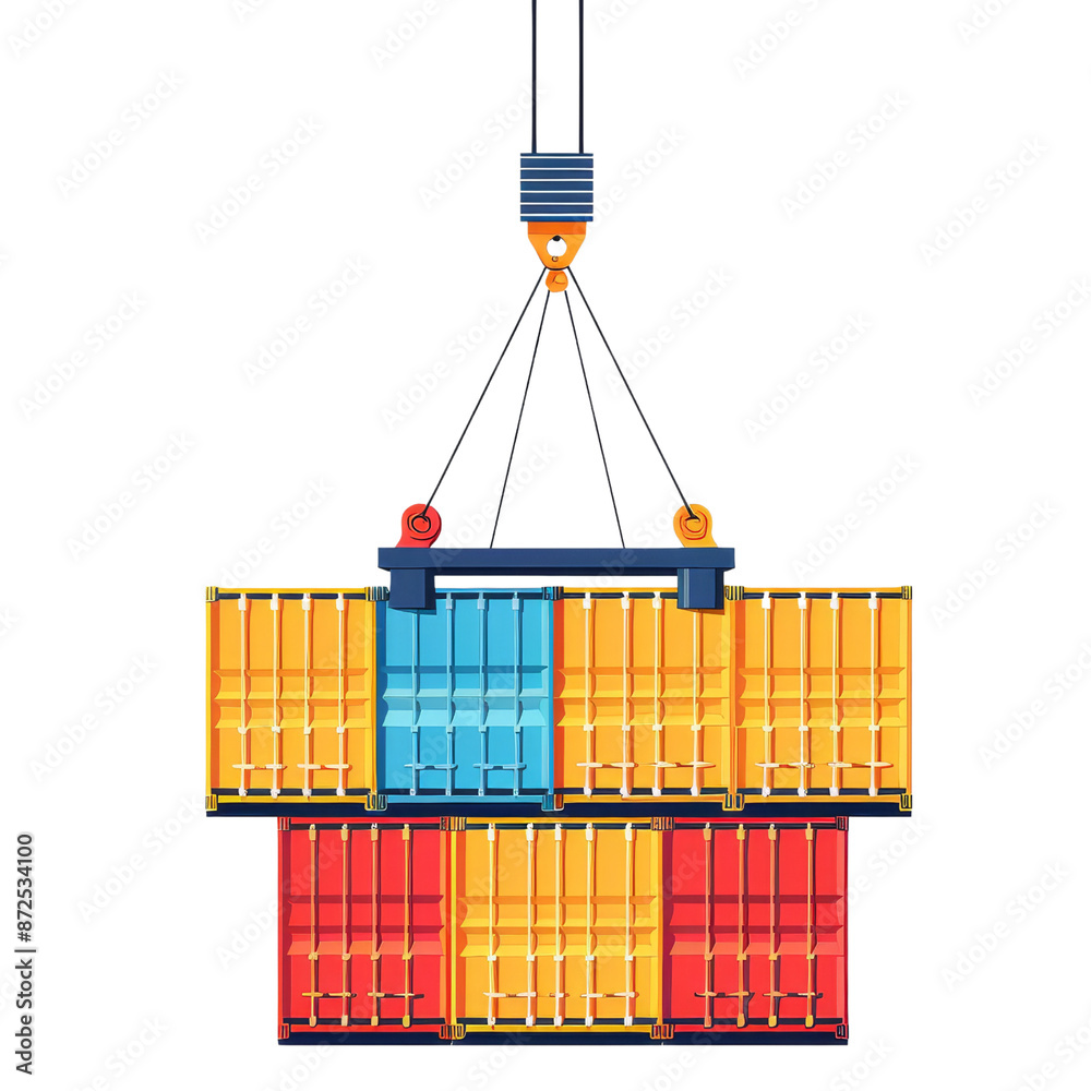 Obraz premium Container being lifted by crane representing shipping logistics on transparent background clipart