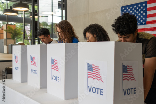 American voters of various backgrounds participating in the US election, showcasing the concept of choice in a democracy