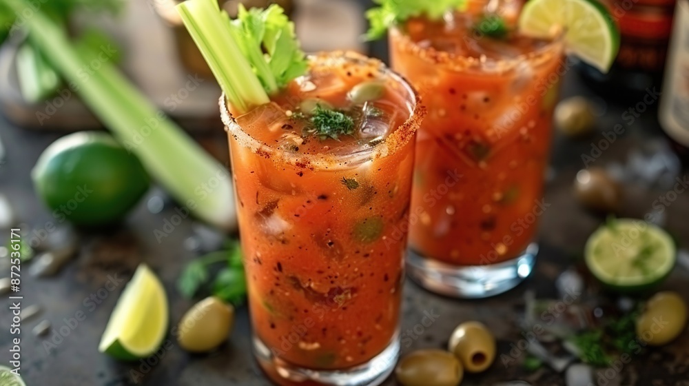 Spicy Bloody Mary Cocktail with Celery and Olives Spicy Bloody Mary Cocktail with Celery and Olives