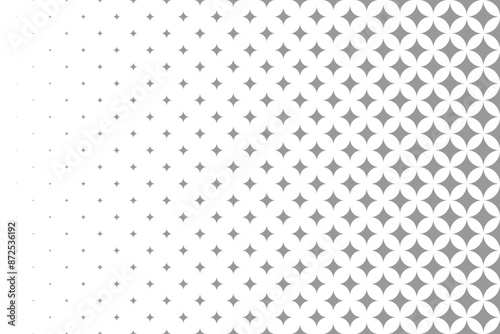 Horizontal halftone with grey star pattern background. Vector Illustration.