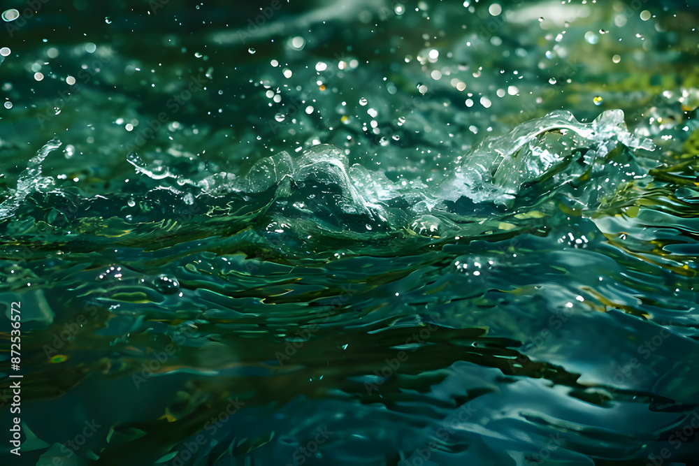 Splashing Water in a Green Pond on a Sunny Day Splashing Water in a Green Pond on a Sunny Day