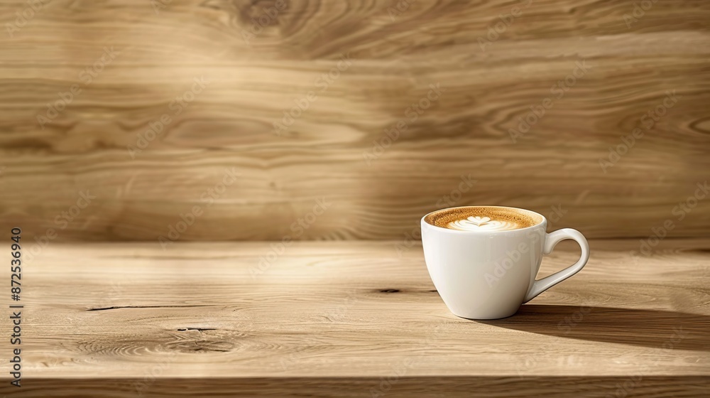 Obraz premium A Cup of Coffee on a Wooden Table