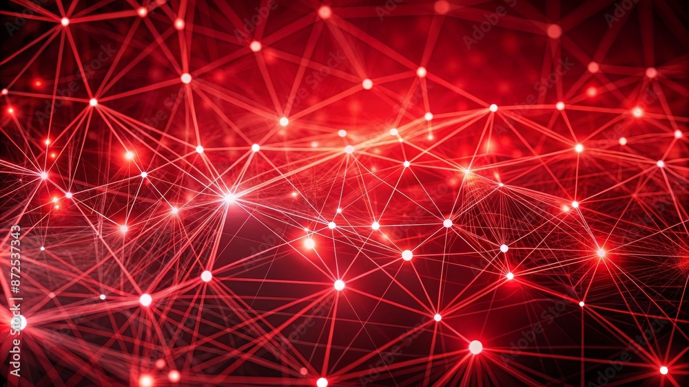 Abstract Red Network Connections - Futuristic Technology Background Abstract Red Network Connections - Futuristic Technology Background