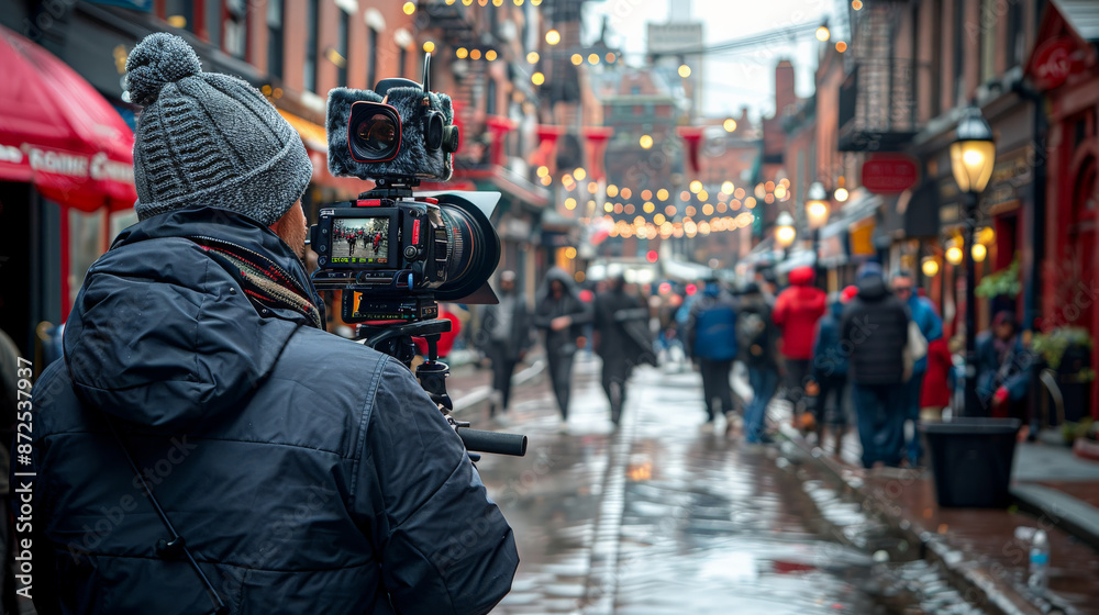 Videographer capturing dynamic scene Videographer capturing dynamic scene