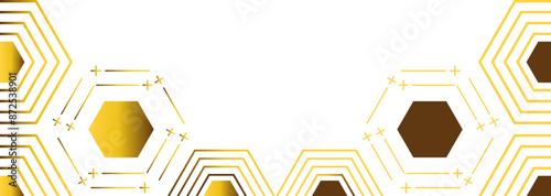 golden hexagon frame bottom decoration
