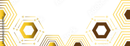 golden hexagon frame bottom decoration