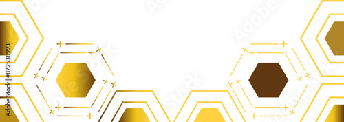 golden hexagon frame bottom decoration