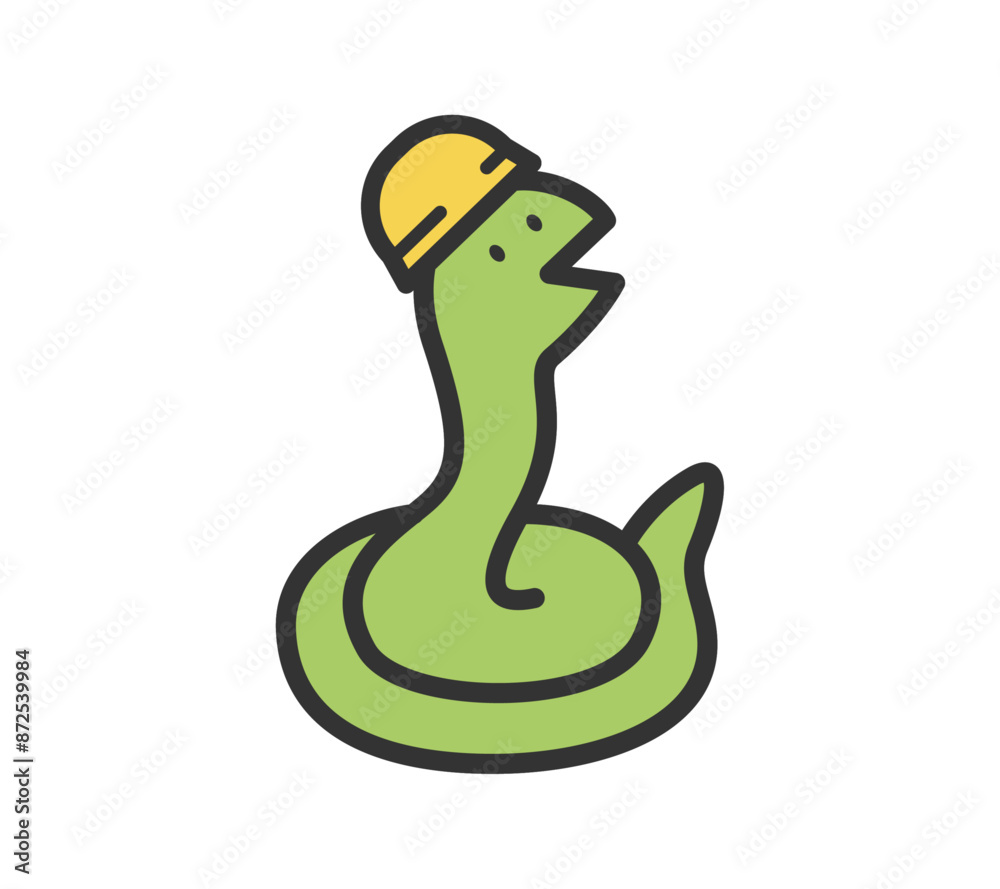 Naklejka premium ヘルメットをかぶった蛇のイラスト 