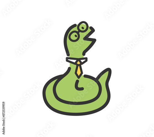 ネクタイとメガネを付けた蛇のイラスト
