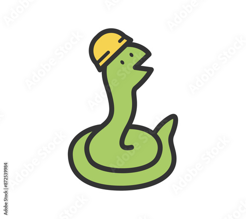 ヘルメットをかぶった蛇のイラスト
