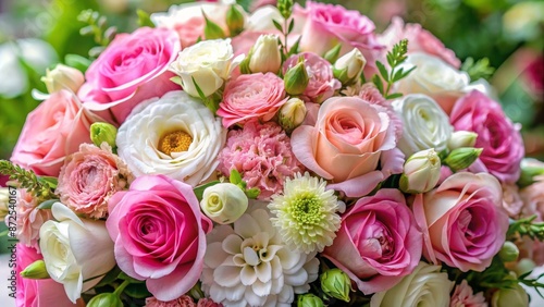 Closeup of a Pink and White Flower Bouquet