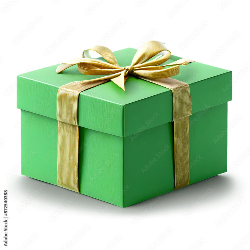 Green gift box isolated on transparent PNG background cutout. Green gift box isolated on transparent PNG background cutout.