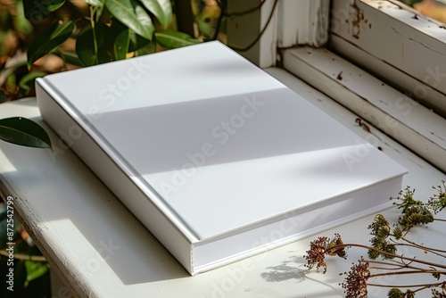 White book cover mockup on isolated white background created with generative AI © dendyh7