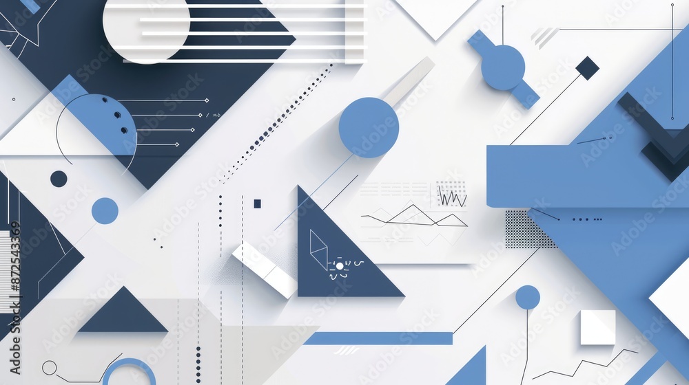 Obraz premium Abstract Geometric Shapes in Blue and White