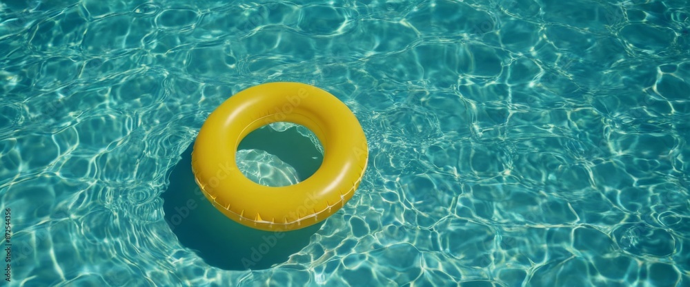yellow swimming pool ring Hyperrealistic photo bright inflatable