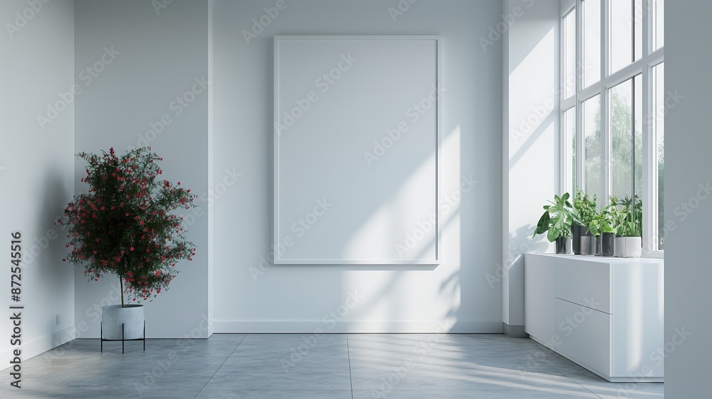 Fototapeta premium Modern white empty design interior room with mock blank