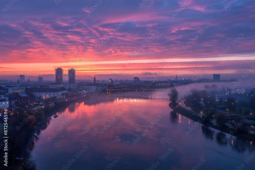 Sunrise Over a Foggy Cityscape Sunrise Over a Foggy Cityscape