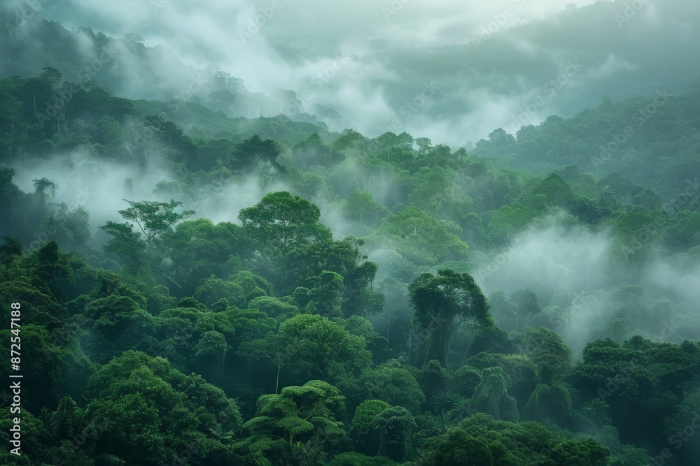 Fototapeta premium Misty Rainforest Landscape