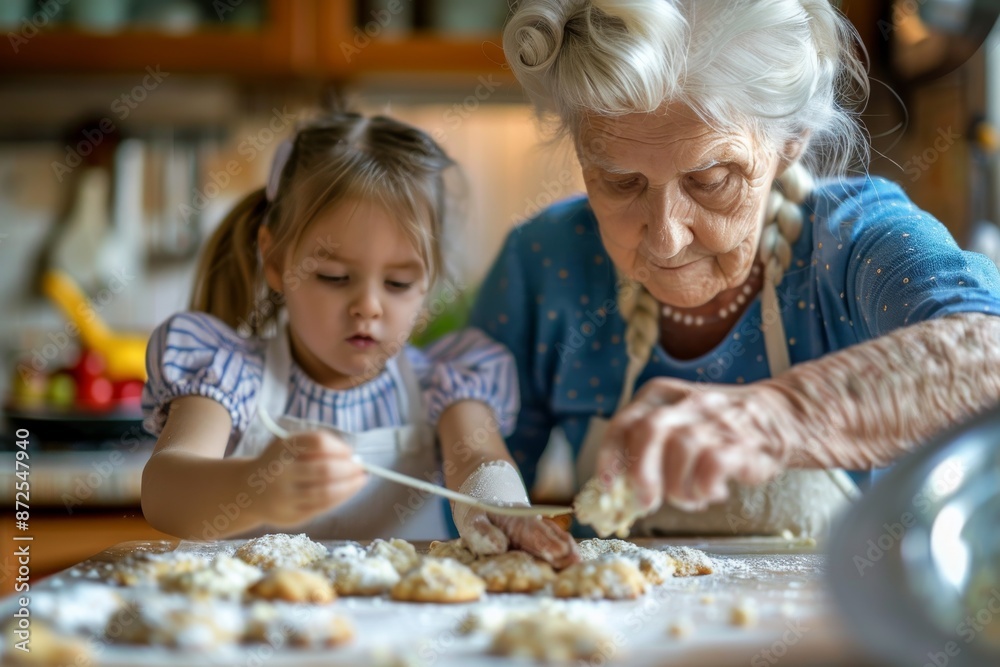 Fototapeta premium Generations Baking Together: A Moment of Shared Joy