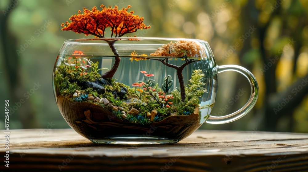 Teacup with a Miniature Ecosystem Inside 