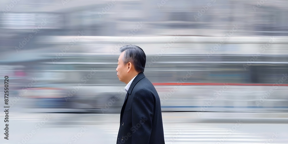 Capturing the Fast-Paced Life of China A Chinese Businessman in Motion Blur. Concept China Business, Fast-Paced Life, Motion Blur, Businessman, Business Lifestyle Capturing the Fast-Paced Life of China A Chinese Businessman in Motion Blur. Concept China Business, Fast-Paced Life, Motion Blur, Businessman, Business Lifestyle