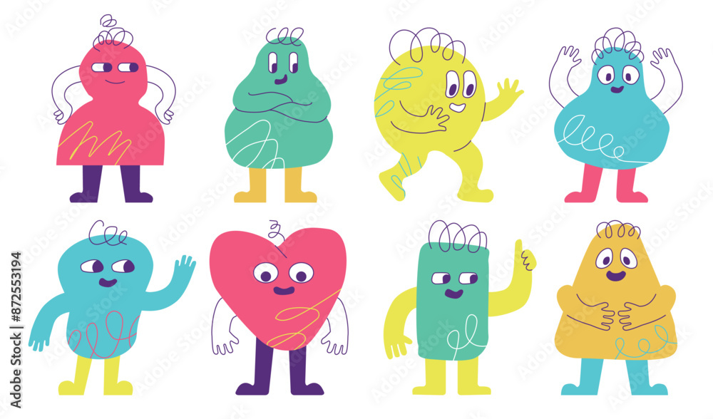 Obraz premium The diversity group are bright cute fancy characters. Elements for children's design.