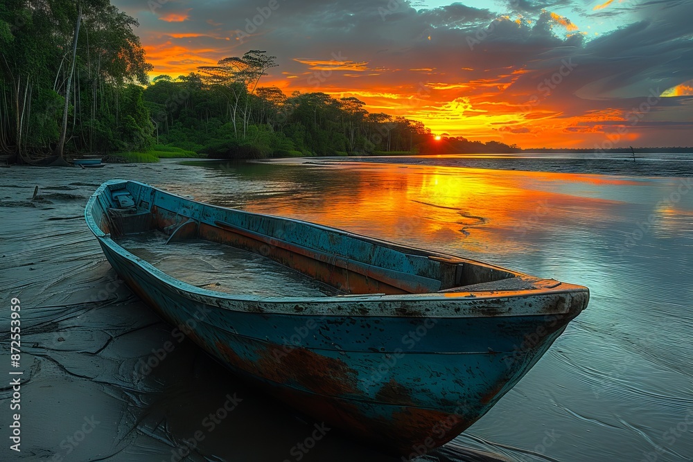 Fototapeta premium A boat on the beach.