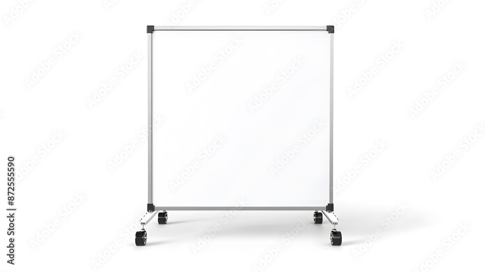 Blank whiteboard on wheeled stand vector mockup. Revolving flipchart magnetic white board with wheels realistic mock-up. Blank whiteboard on wheeled stand vector mockup. Revolving flipchart magnetic white board with wheels realistic mock-up.