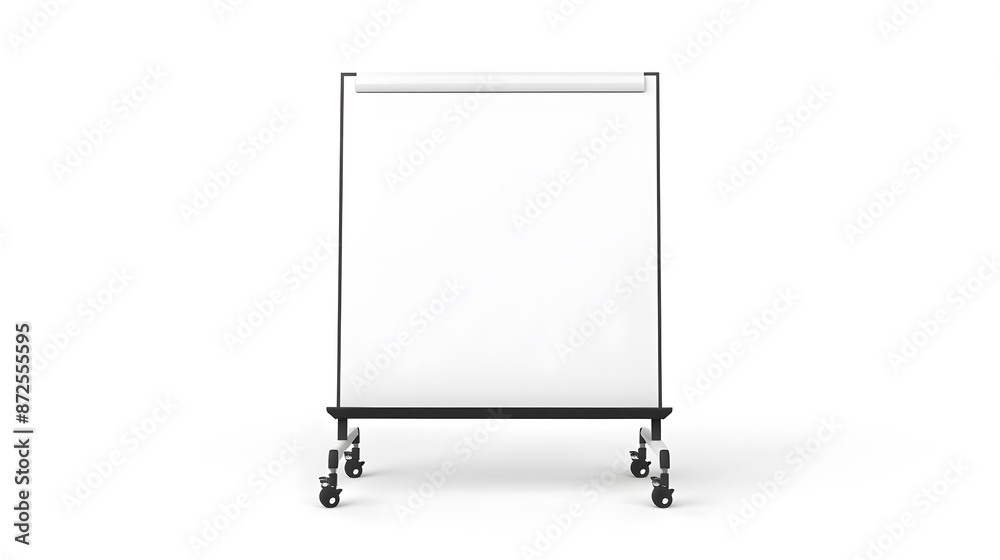 Blank whiteboard on wheeled stand vector mockup. Revolving flipchart magnetic white board with wheels realistic mock-up. Blank whiteboard on wheeled stand vector mockup. Revolving flipchart magnetic white board with wheels realistic mock-up.