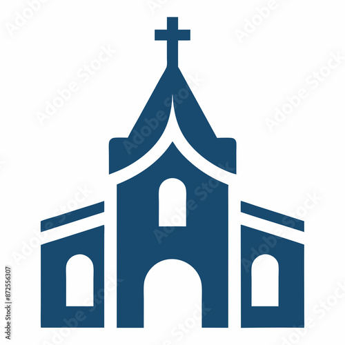 Minimalist church icon logo vector art illustration