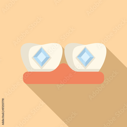 Dental jewelry showing two teeth with diamonds for a beautiful smile