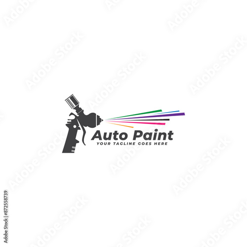 Painting logo with spray gun colorful design for Vehicle or art Concept, Vector illustration logo design