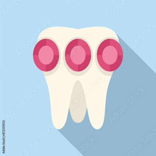 White tooth with braces is showing the process of orthodontic treatment