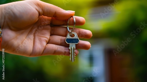 A person holding a key in their hand.