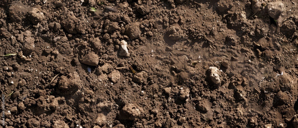 Panoramic close-up, high detail scan of loose dirt material, Generative AI Panoramic close-up, high detail scan of loose dirt material, Generative AI