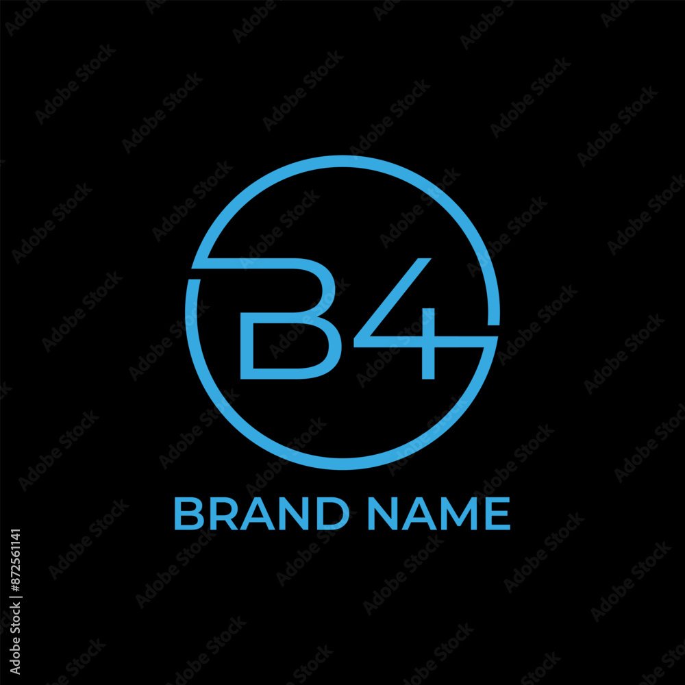 B4 and circle illustration of a black and white label with a sign B4 and circle illustration of a black and white label with a sign