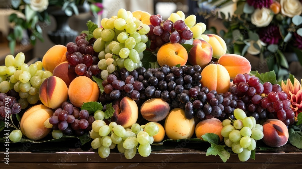 A Bountiful Arrangement of Fresh Fruit and Grapes A Bountiful Arrangement of Fresh Fruit and Grapes