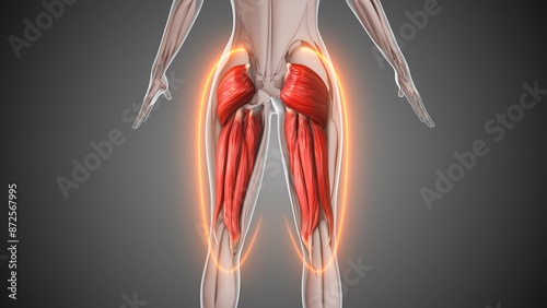 Animation of the hamstring and gluteus muscles photo