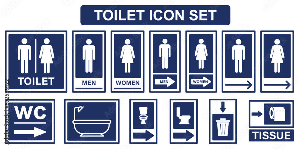 Toilet icon set, male or female restroom wc. Vector illustration Stock ...