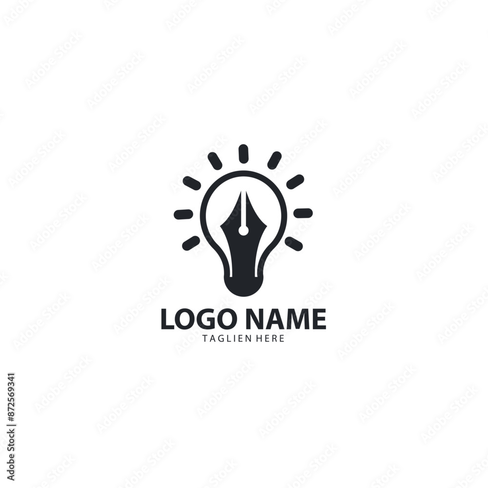 lamp author logo design vector
