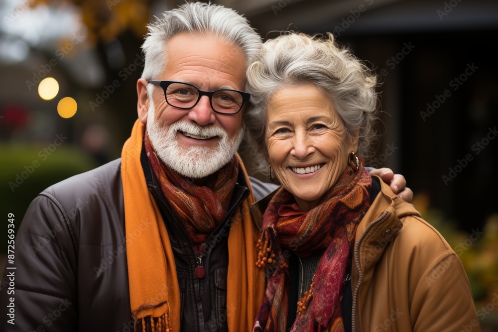Cheerful senior couple glowing in retirement, brimming with happiness and fulfillment Cheerful senior couple glowing in retirement, brimming with happiness and fulfillment