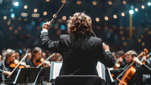 Orchestra Conductor Leading Performance Classical Music Concert Stage