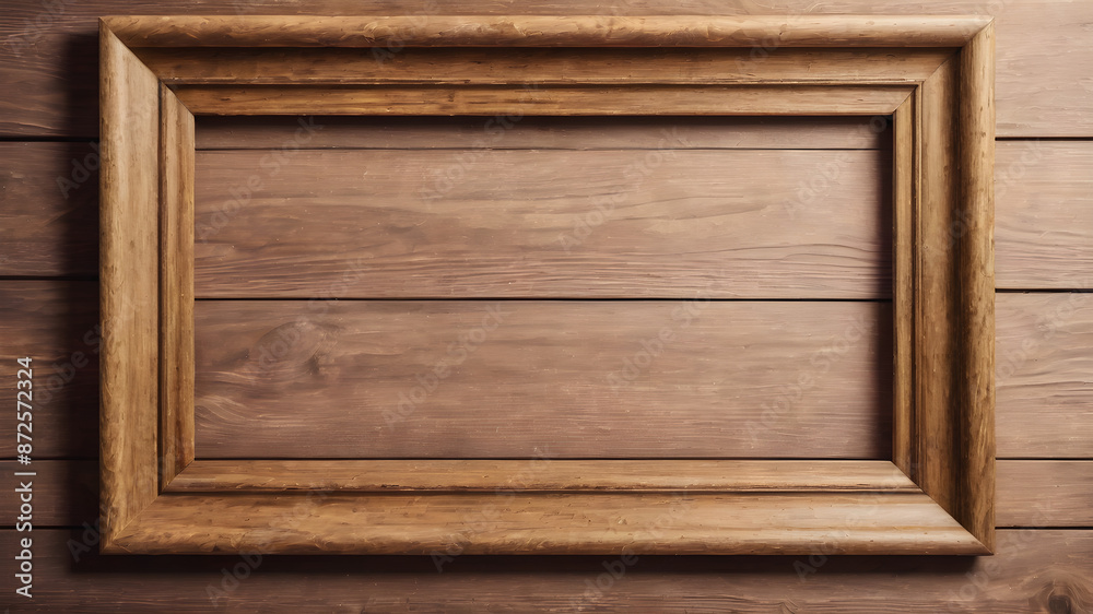 Fototapeta premium wooden picture frame, wooden background