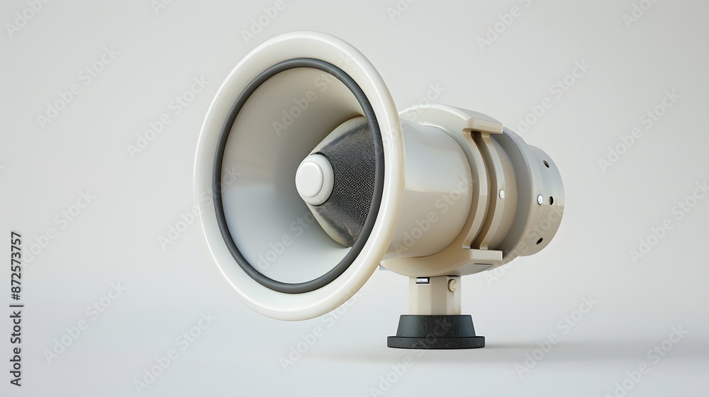 Loudspeaker on white background. Detailed rendering of loudspeaker. Megaphone for speaker or presenter. Loudspeaker on white background. Detailed rendering of loudspeaker. Megaphone for speaker or presenter.
