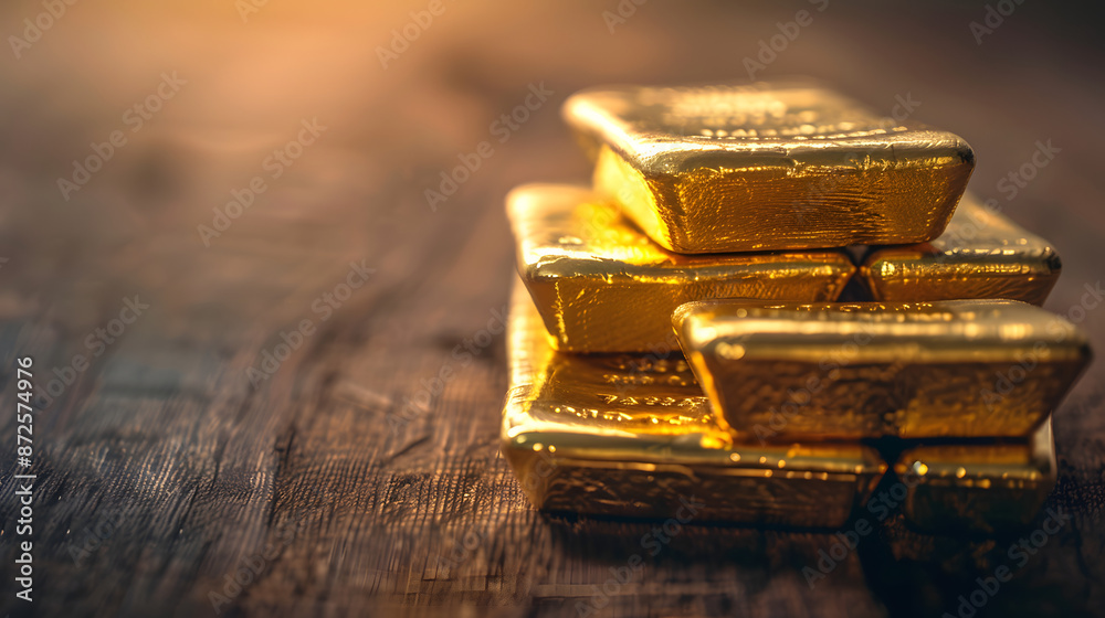 Stack of gold bars, Financial concepts Stack of gold bars, Financial concepts